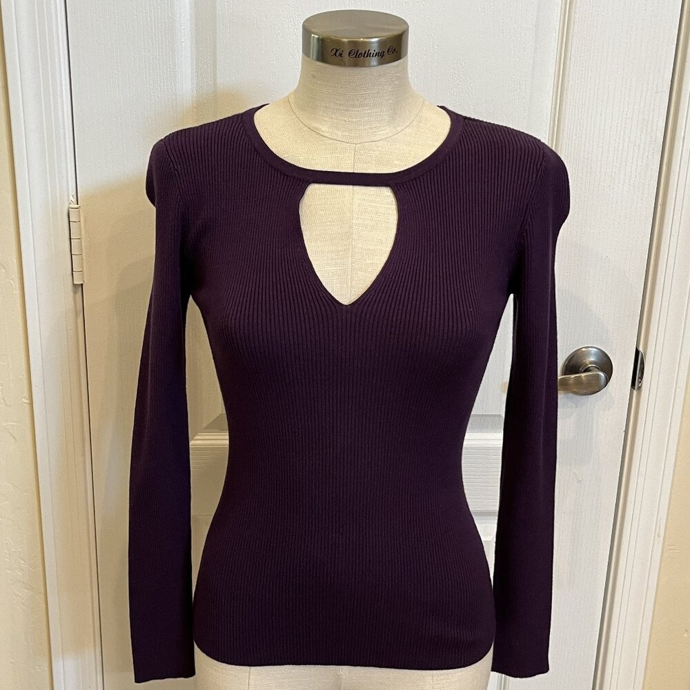 NWT - Knit Ribbed Sweater with Cut-Out in Amethyst